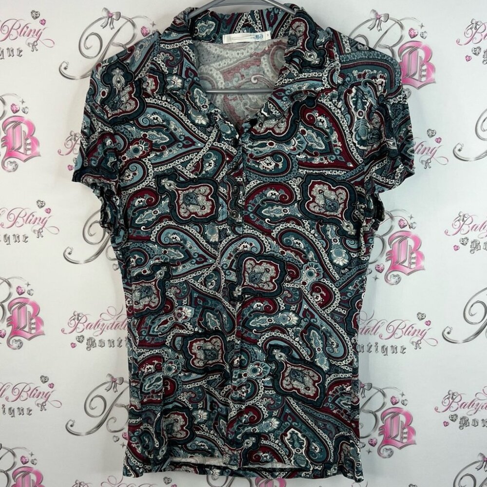 Lya tshirt tee collared floral flowers Elegant Paisley Women's Blouse